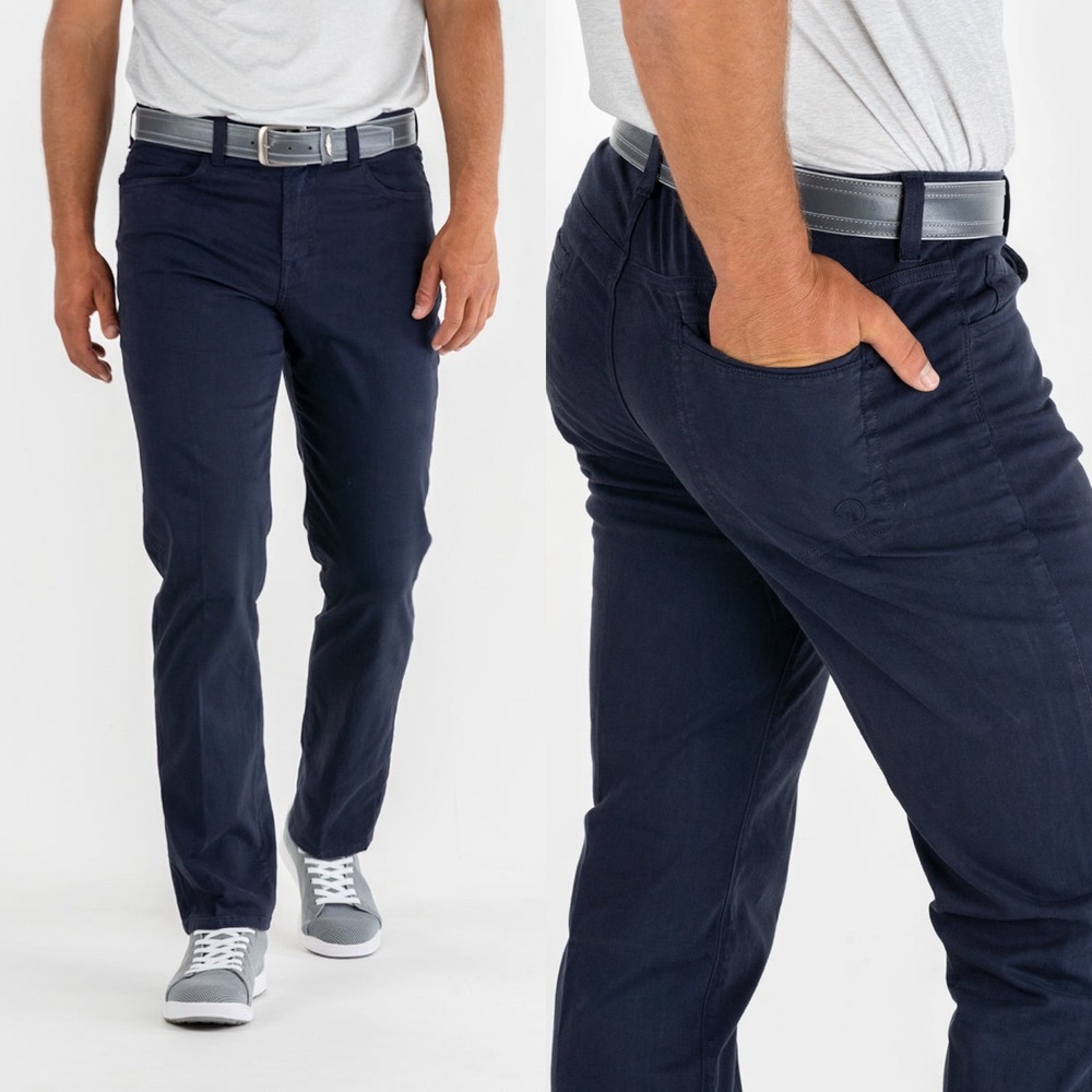 Straight Down Mens Clemson Performance Golf Pants Indigo 38 x 32 5-Pocket Chino